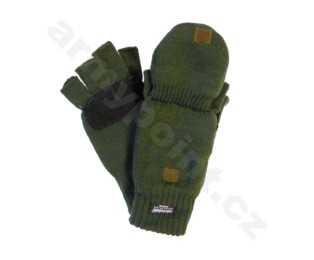 Pletené rukavice bez prstů - palčáky zelené